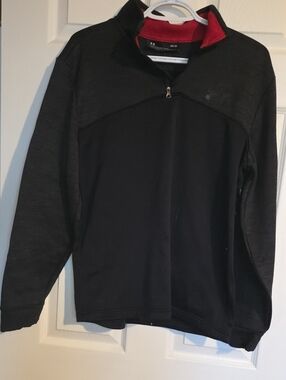 Under Armour Men’s Black Quarter-Zip Pullover with Red Inner Collar
